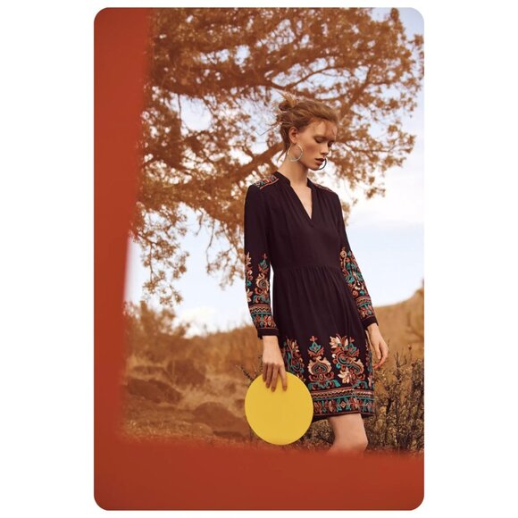Anthropologie Floreat Black Embroidered Avery Dress sz L - Picture 4 of 10